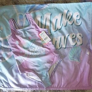 Make Waves Kids Swim One Piece - Purple and Blue